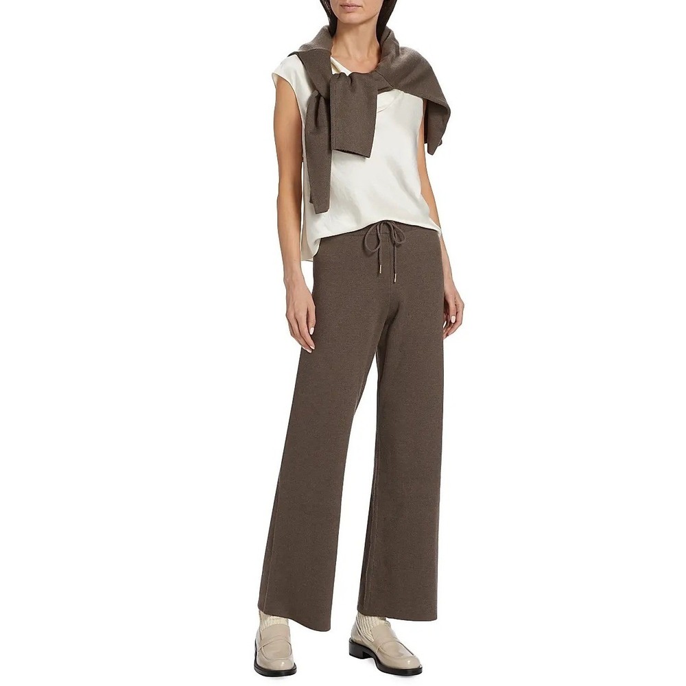 NWT | Stellae Dux Double-Knit Wide-Leg Drawstring Pants | Mocha | size Large